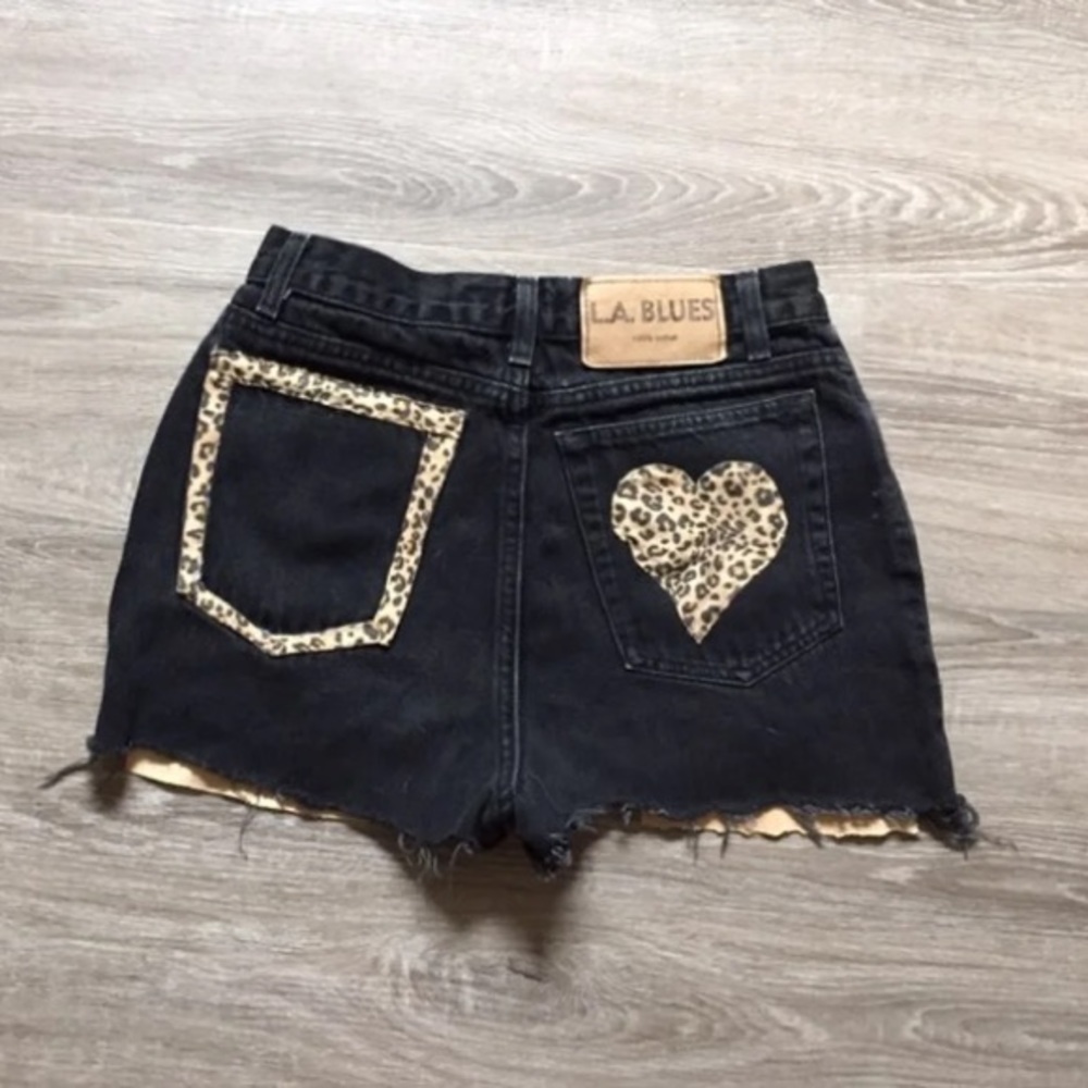 Womens Black jean shorts high waisted 6